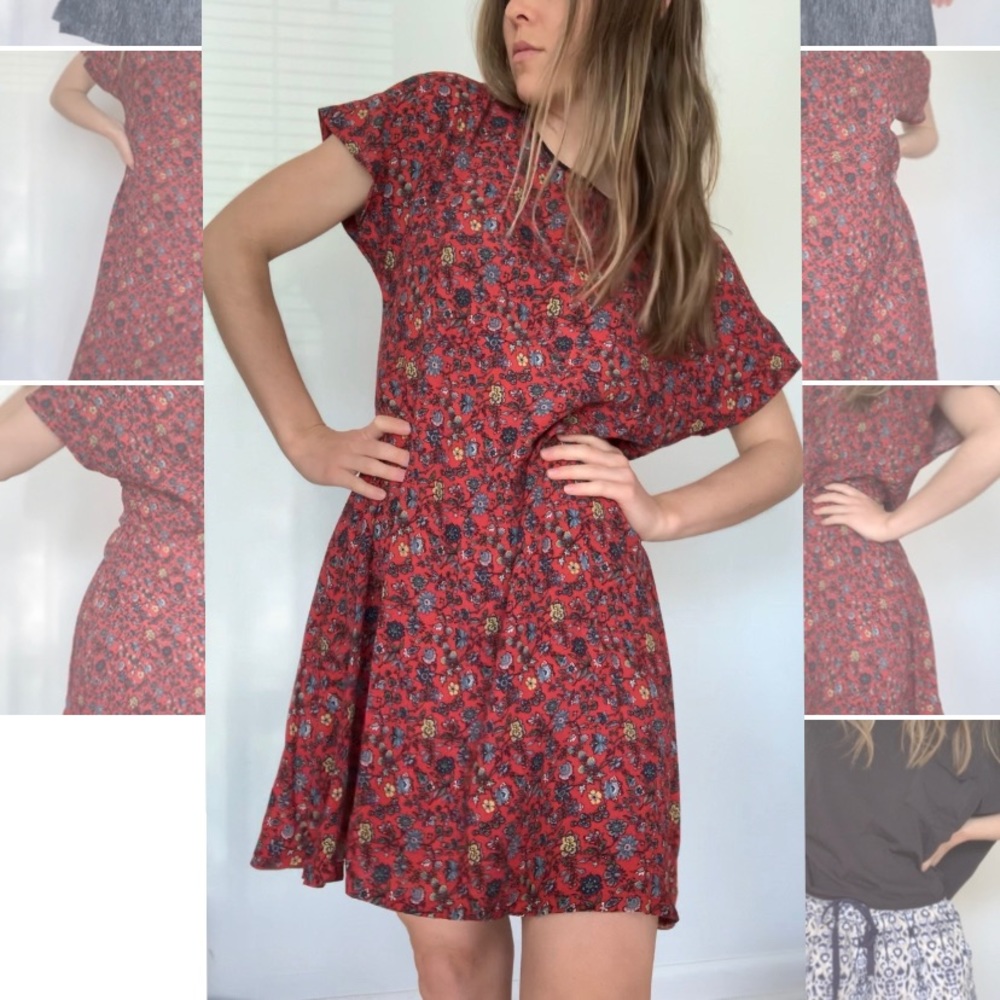 Pablo short floral float summer dress in red
